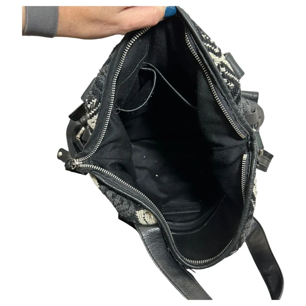 Audrey Brooke Tapestry Black Leather Crossbody Shoulder Bag - Image 2