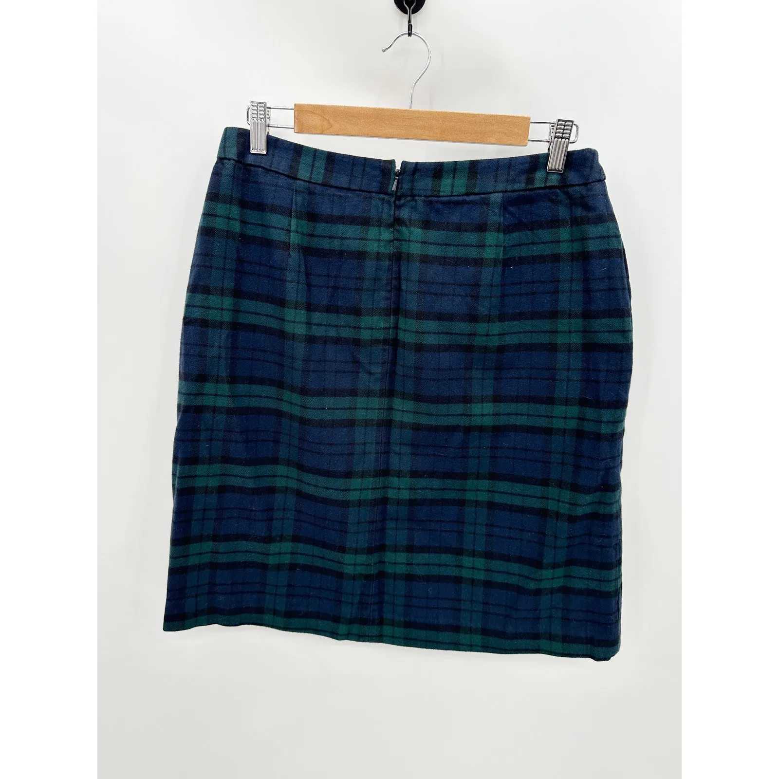 L.L. Bean Plaid Faux Wrap Mini Skirt Womens 8 NWT Academia Preppy Coquette Blue - Image 2
