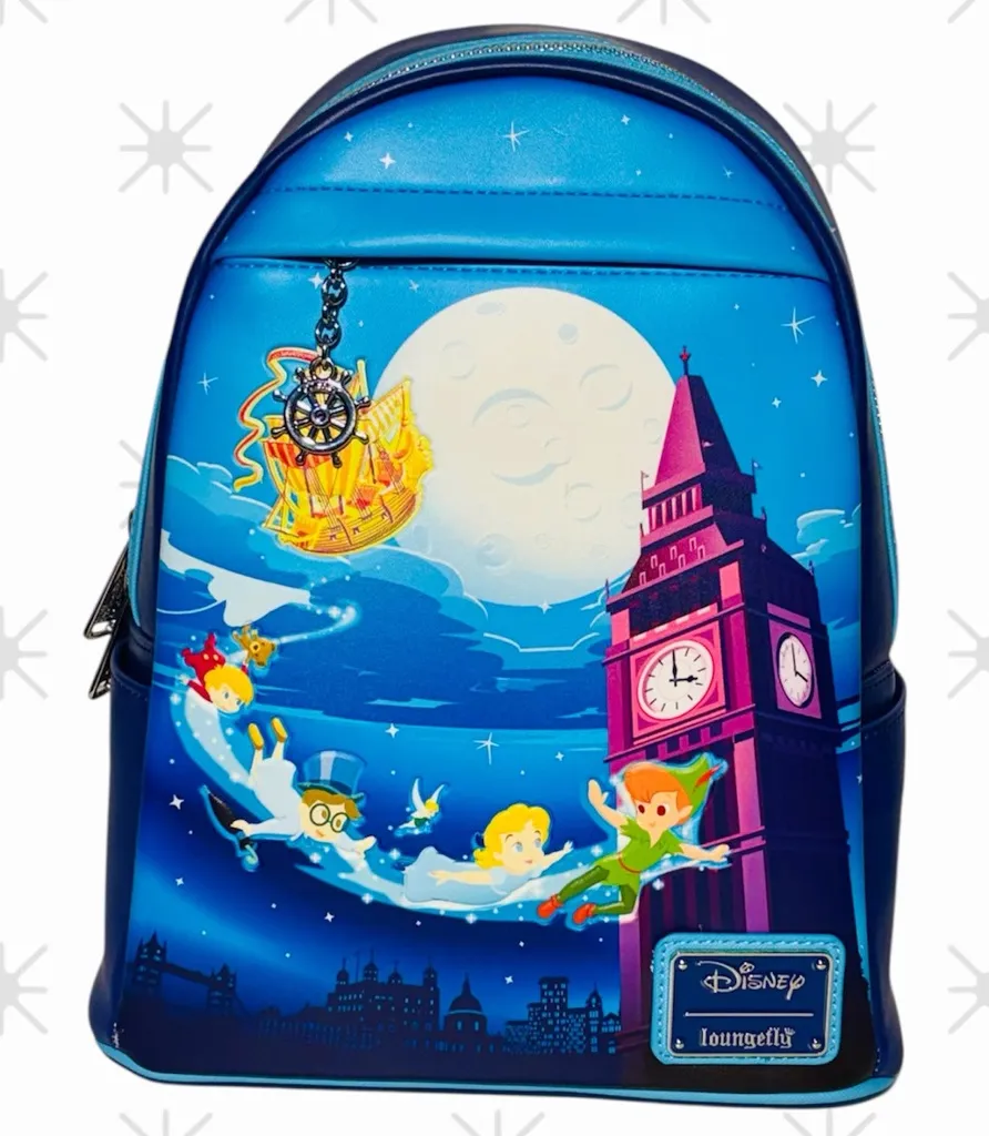 Loungefly Disney Peter Pan Characters Glow in the Dark Mini backpack bag purse - Image 1