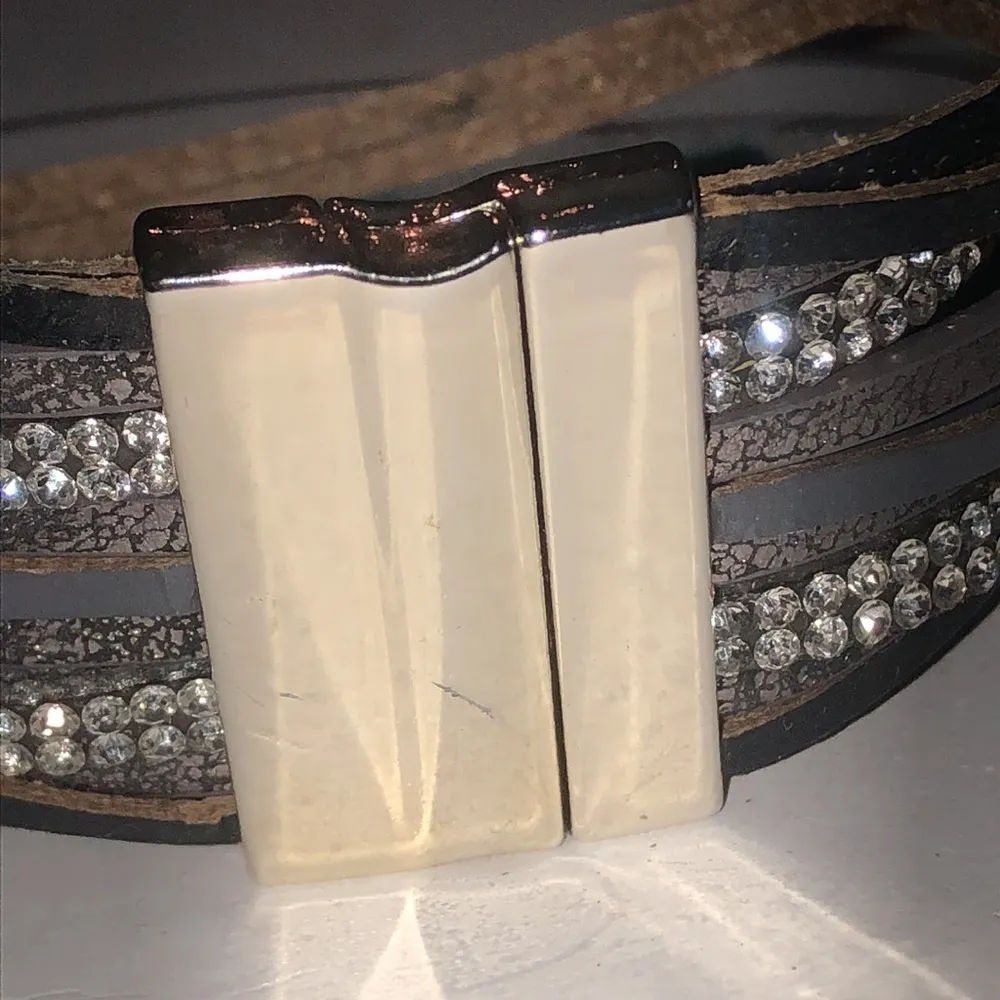 Gray Bronze Metallic CZ Rhinestone Multi Strand Boho Wrap Bracelet - Image 4