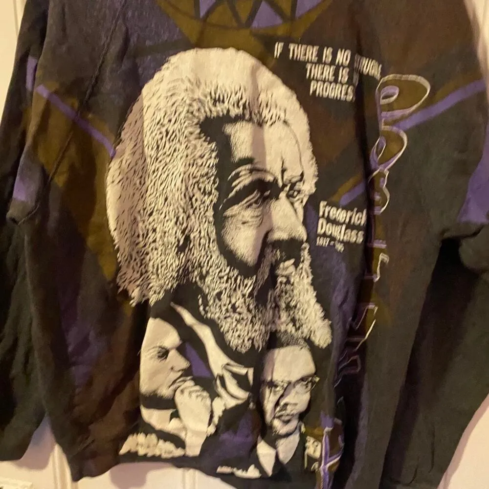 Vintage Positive People Black History Fredrick Douglas MLK Malcolm X Sweatshirt Gray Size XL - Image 10