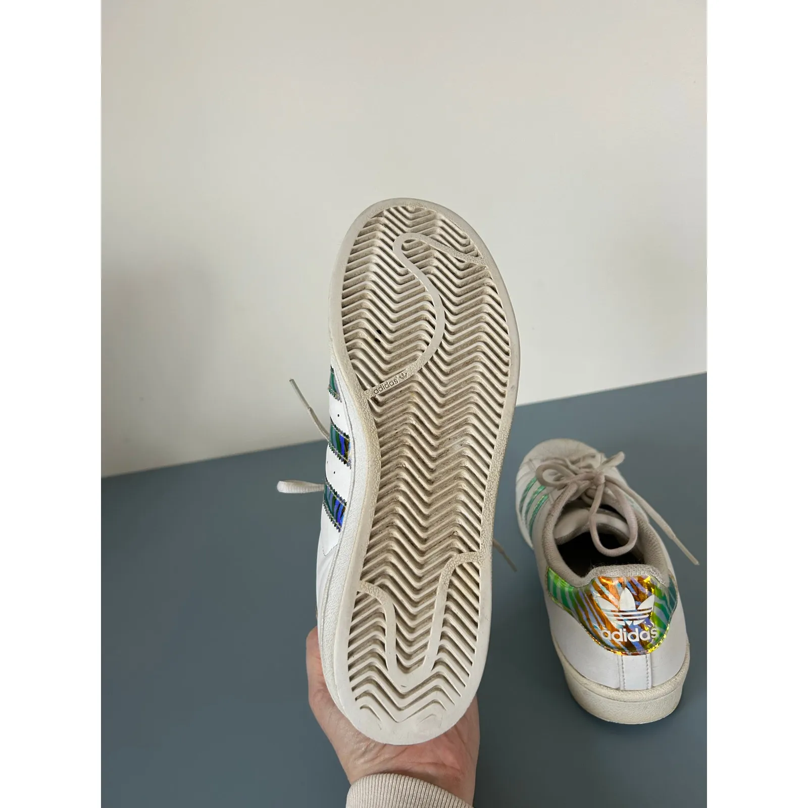 Adidas womens sneaker size 7 Superstar iridescent stripes - Image 8