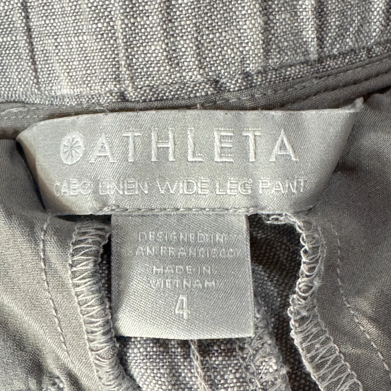 Athleta SZ 4 Cabo Linen Wide Leg Pants Zip Pockets Drawstring Mid-Rise Pull-On - Image 6