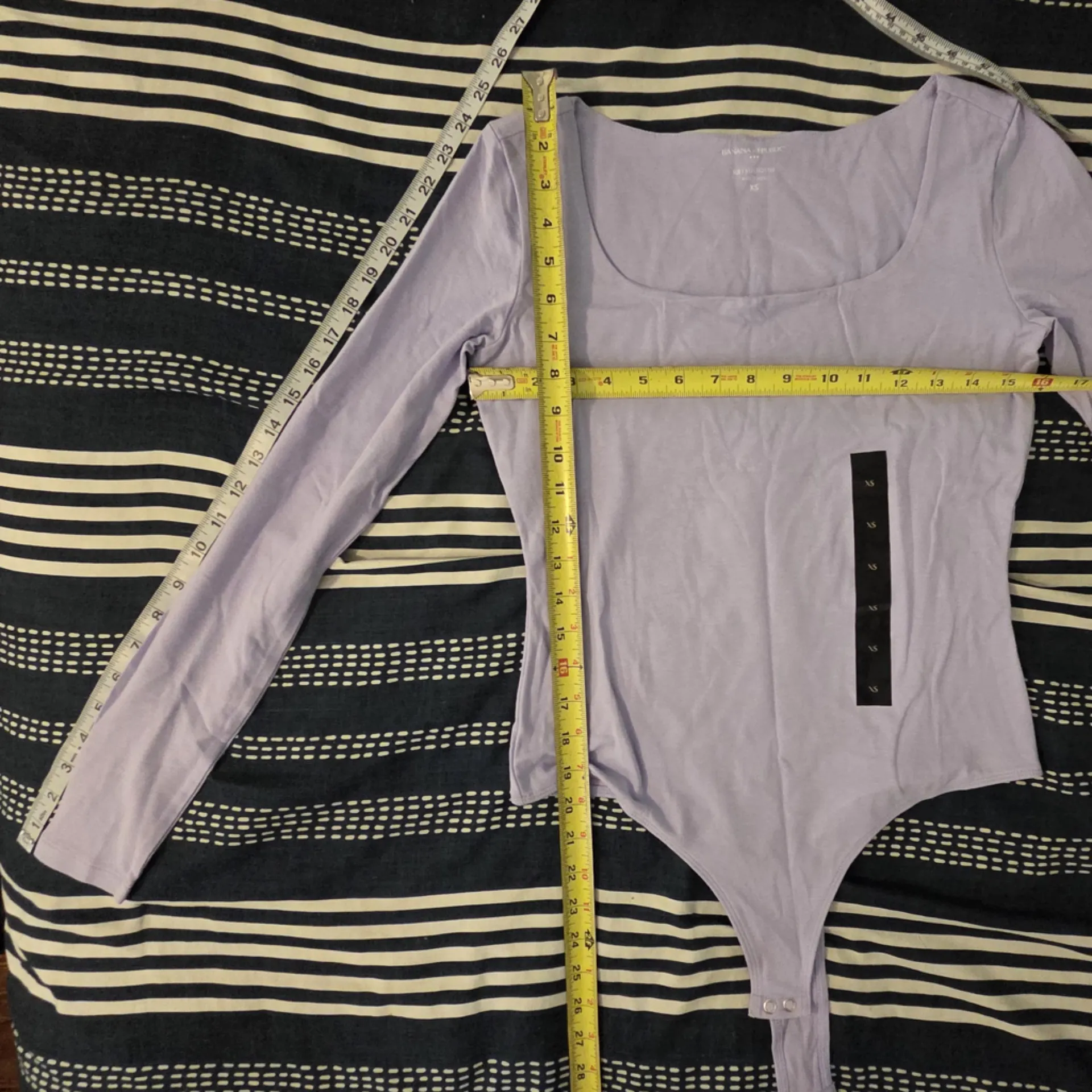 Banana Republic Light Purple Mauve Periwinkle Soft Stretch Long Sleeve Bodysuit - Image 3