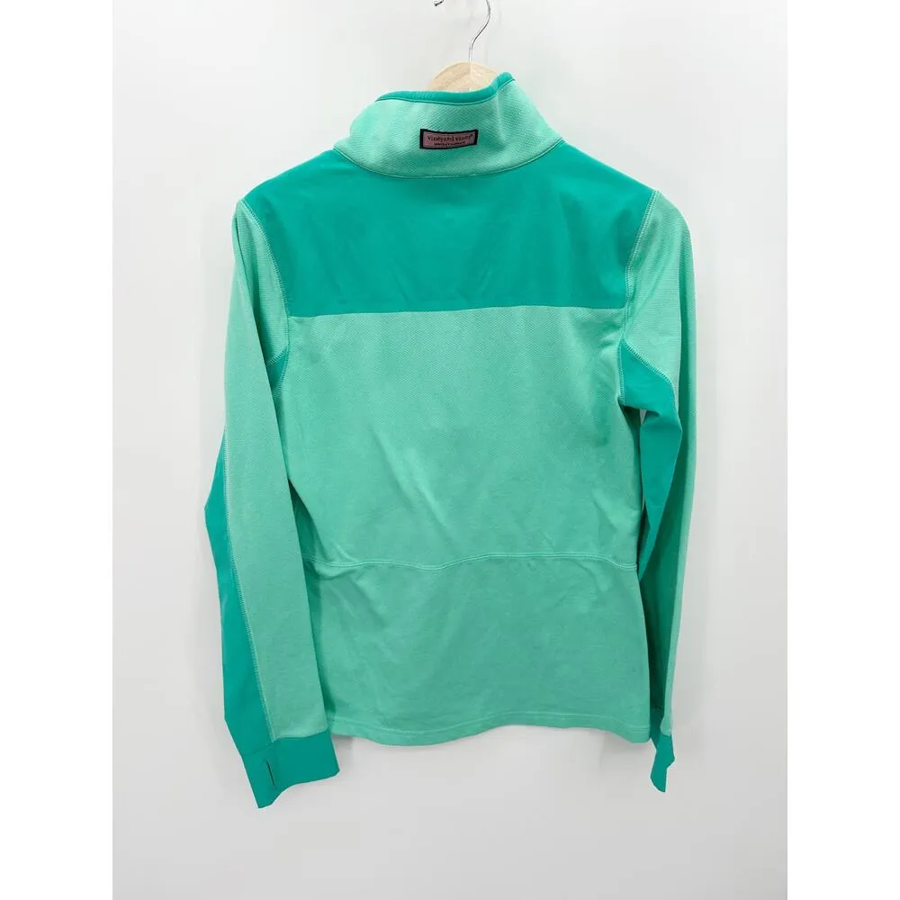 Vineyard Vines Womens Quarter Zip Pullover Size S Blue Green Performance - Image 2
