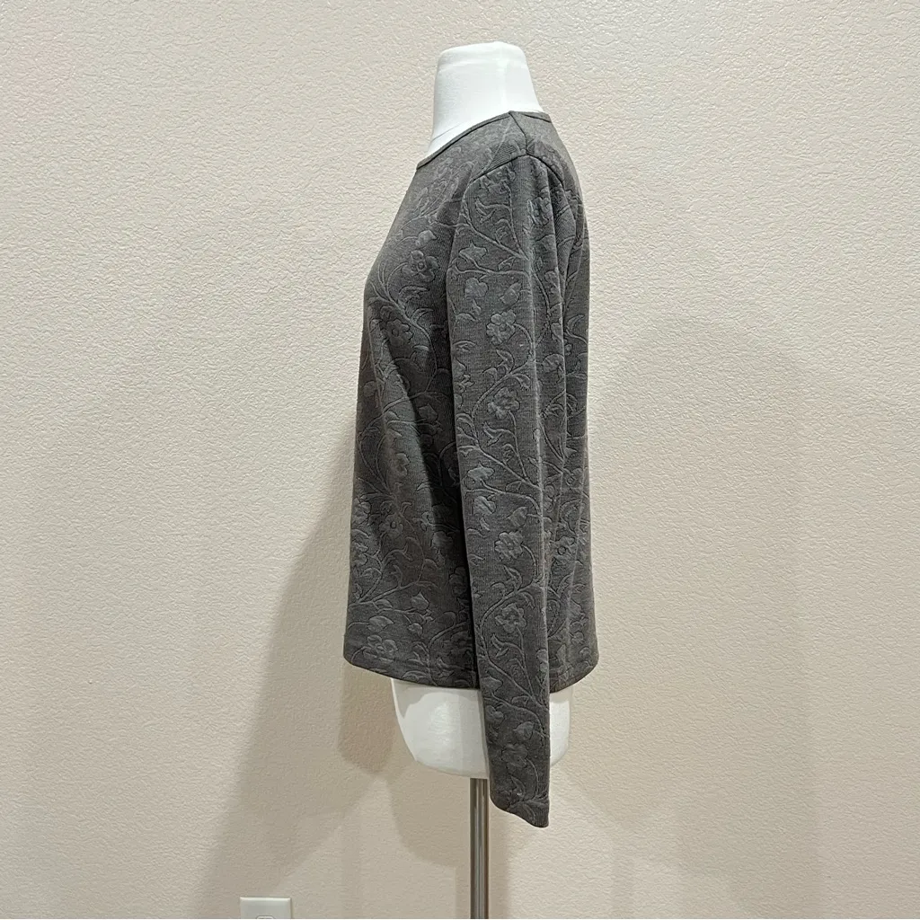 Woolrich Hickory Green Floral Embossed Sweater Size Medium - Image 3