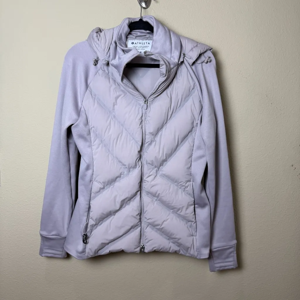 ATHLETA Inlet Jacket Full Zip with Hood Puffer Size Medium Grey almost Lavender - Image 2