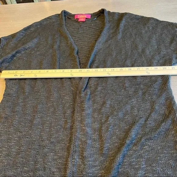 Catherines Womens Black Knit Cardigan Open Front Short‎ Sleeve Gray Top Size M - Image 5