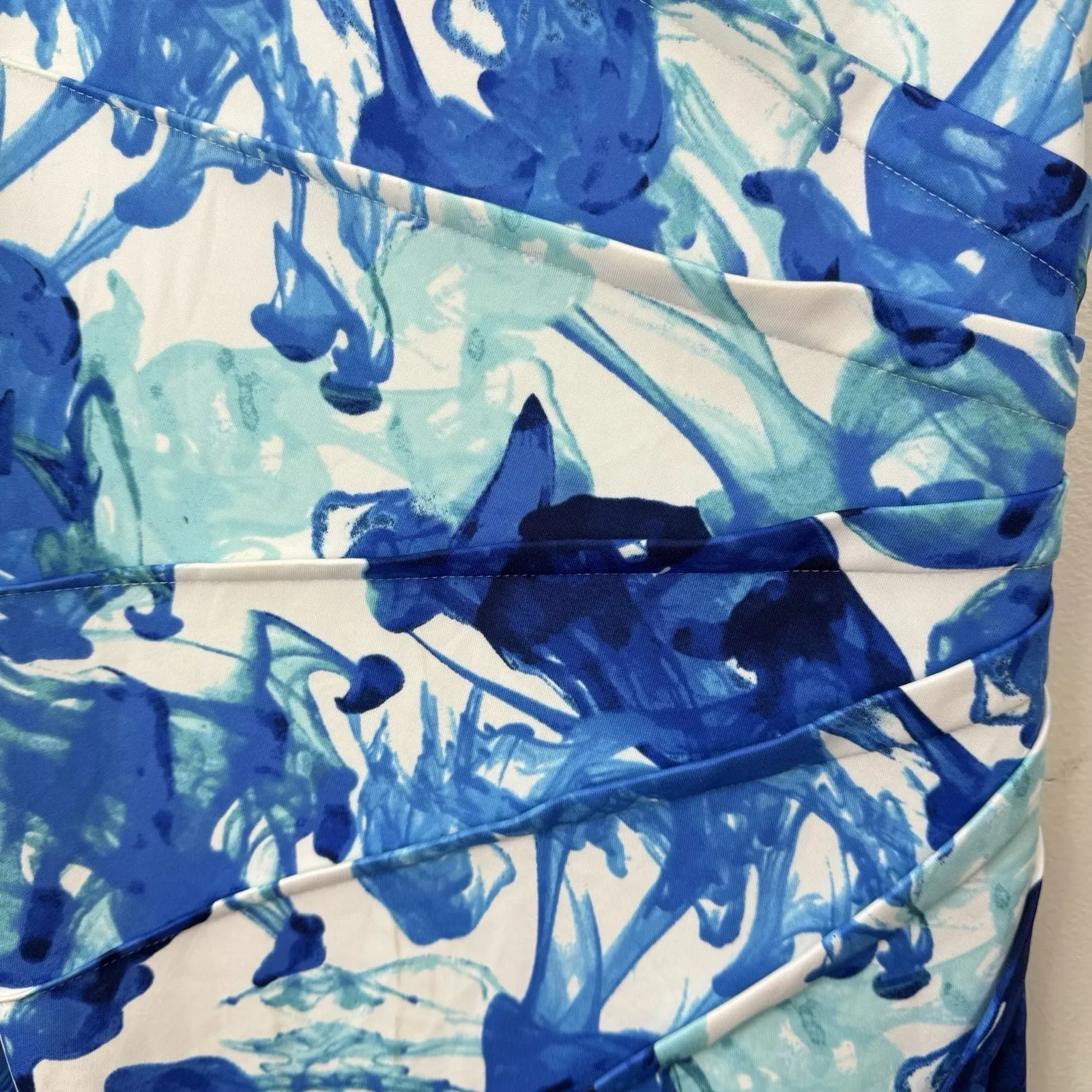 Calvin Klein Blue Sunburst Seam Stretch‎ Scuba Sleeveless Sheath Dress Size 4 - Image 4