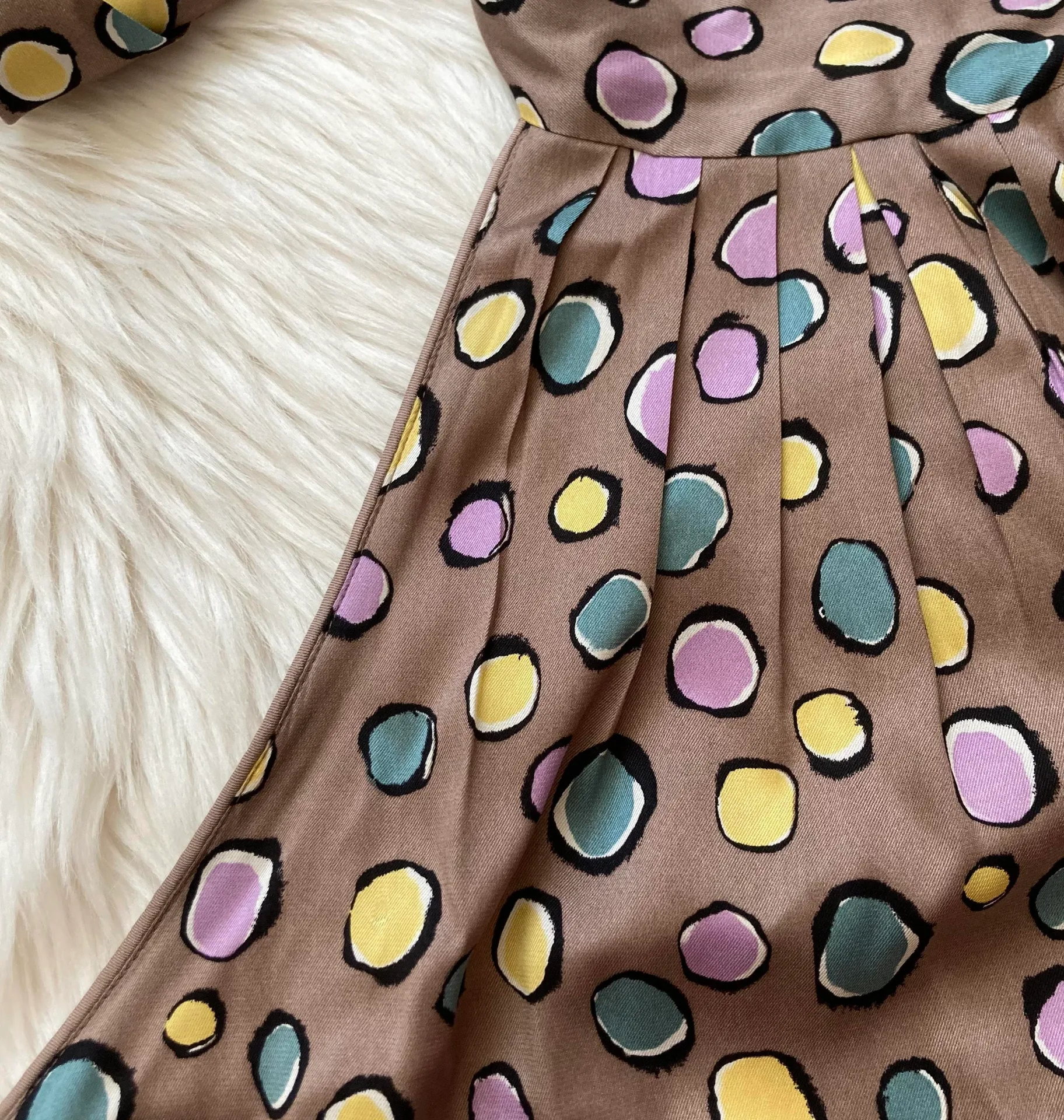 BCBGMAXAZRIA Multicolor Dot Silk Halter Top - Image 5