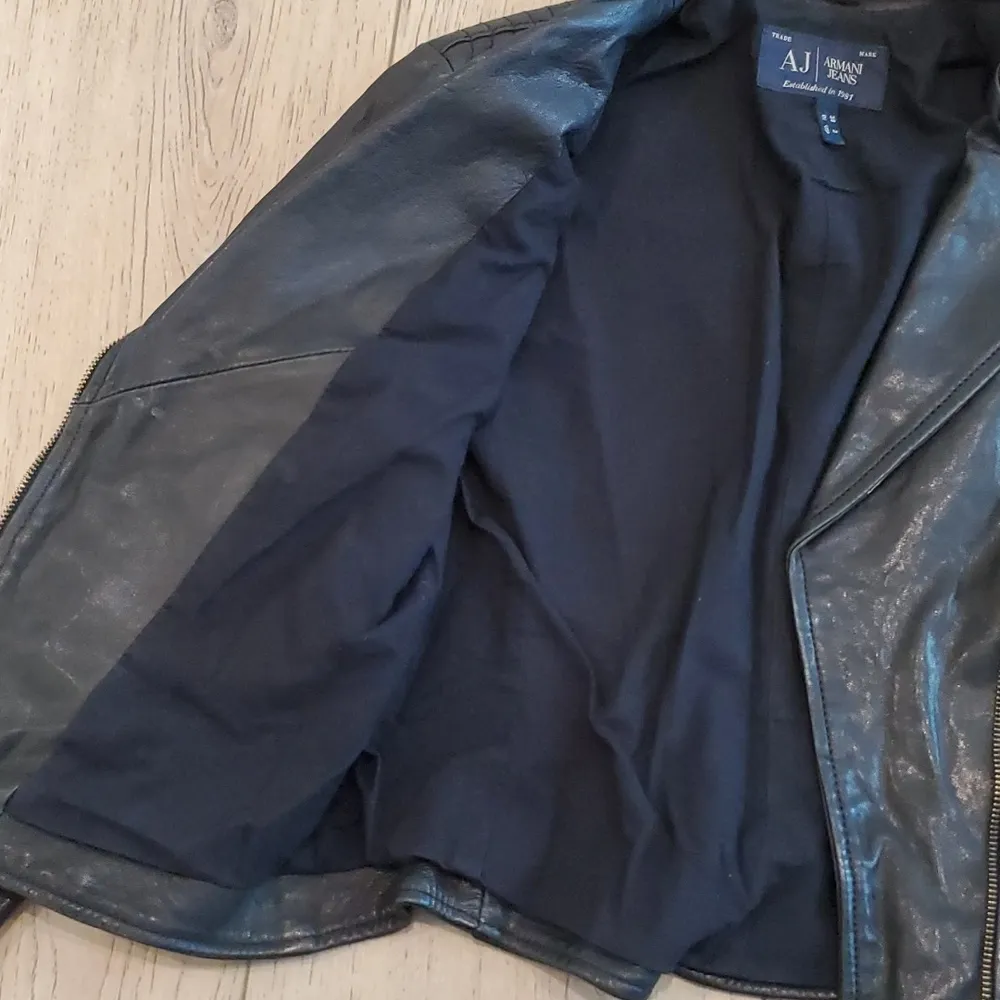 🌼Vintage! Armani Exchange 90's Biker Real Leather Jacket - Image 7
