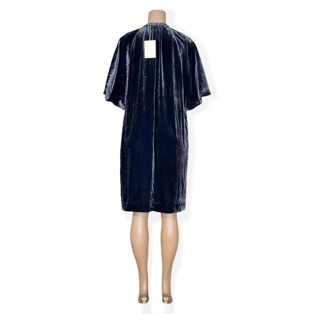 COS Gathered Silk-Blend Velvet Midi Dress, Navy, 4 (US) - Image 10