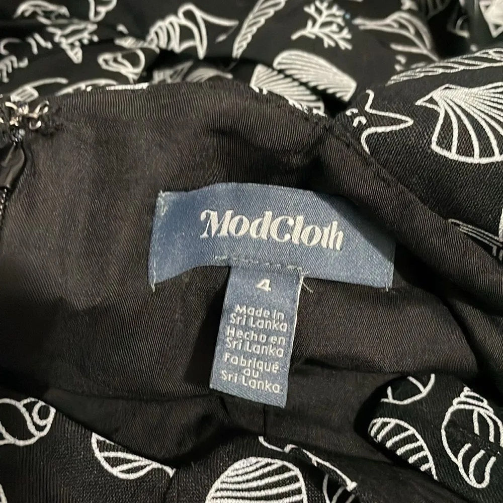 NWT ModCloth Seashore Spectacular Fit and Flare Black Seashell Print Dress Sz 4‎ - Image 9