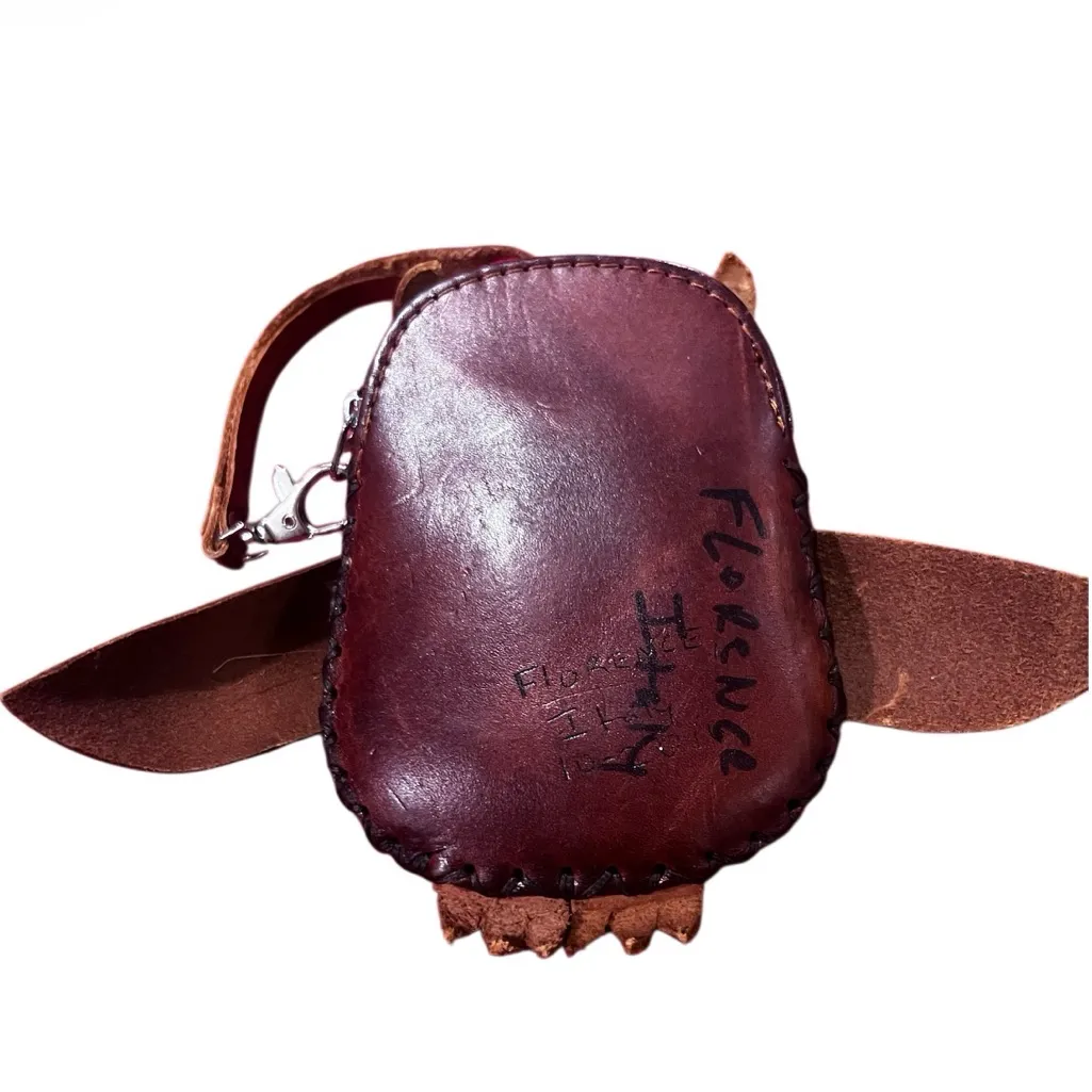 🦉 Florence Italy Leather Owl Coin Purse | Articulating Wings handmade 10 - Image 2