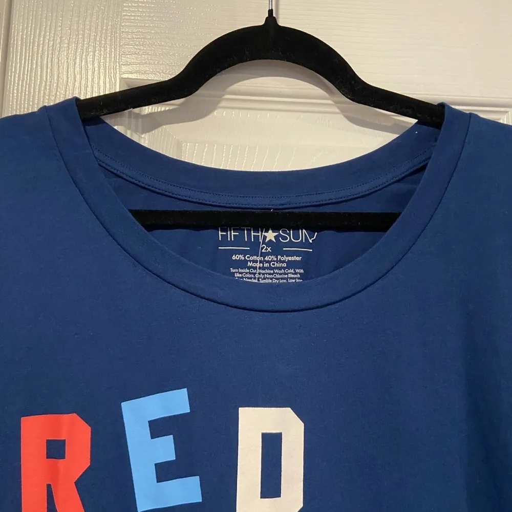 NWT Red Wine & Blue Size 2X Short Rolled Sleeve Crew Neck Cotton Tee Shirt USA - Image 2