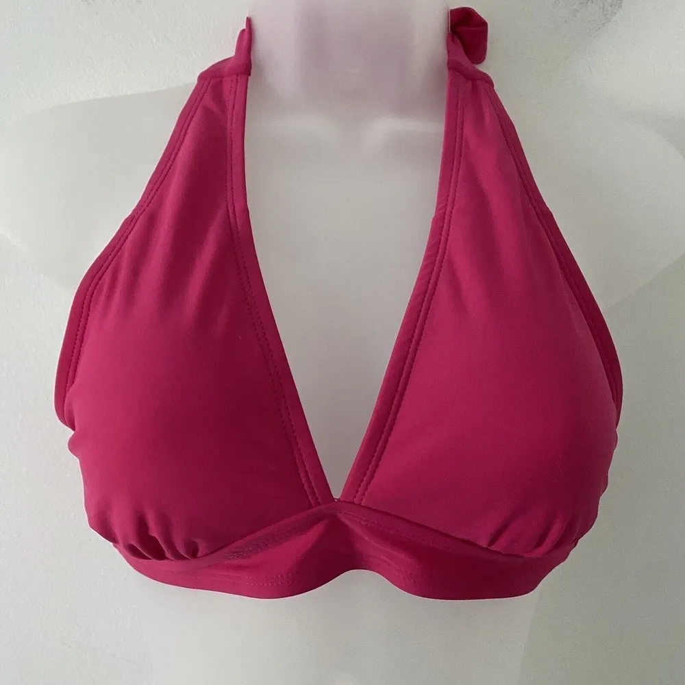 Halara Swim Halter Tie Backless Bikini Top Hot Pink Size S NWT - Image 3