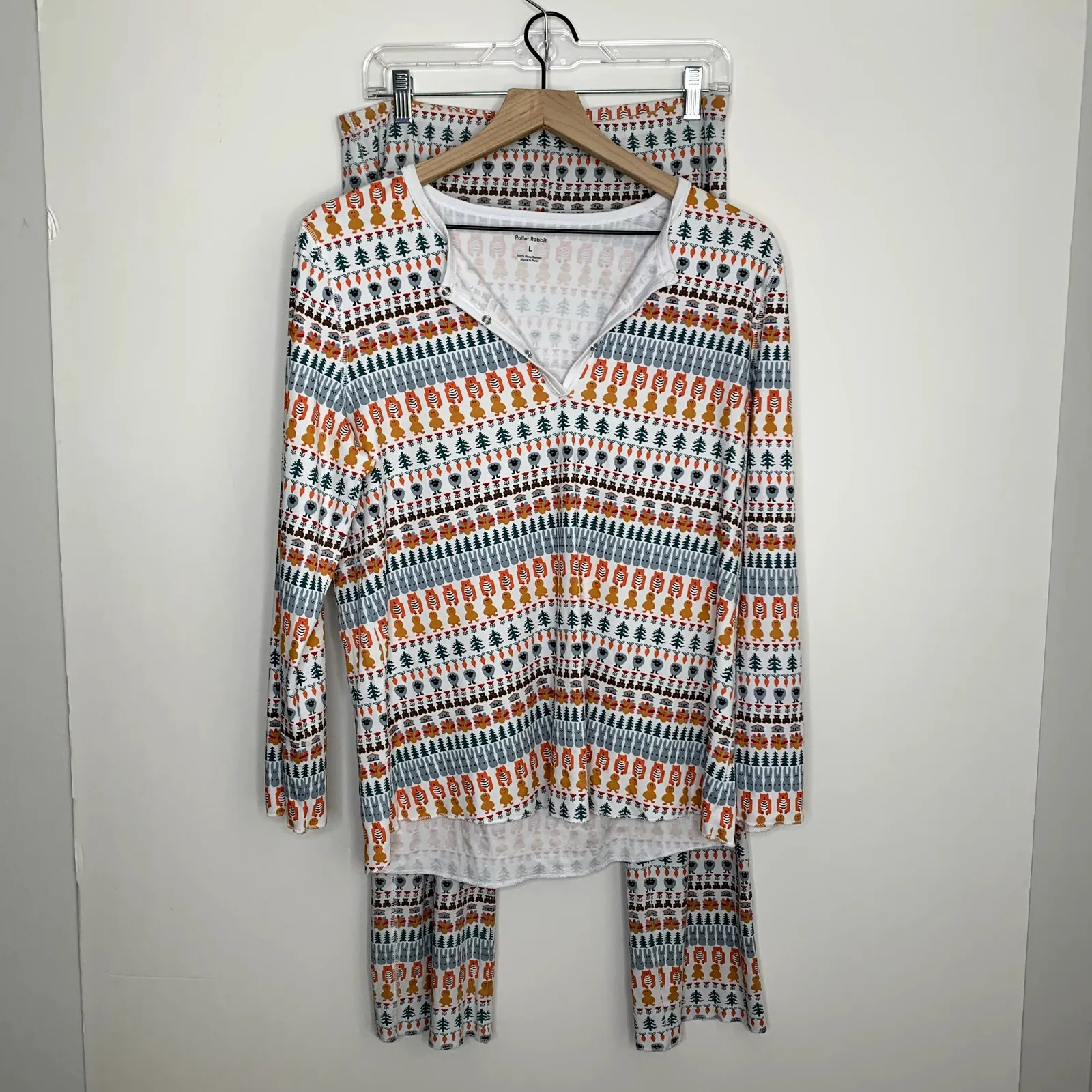 Roller Rabbit Bands Weave Pajamas Womens Large Creature Print - Image 2