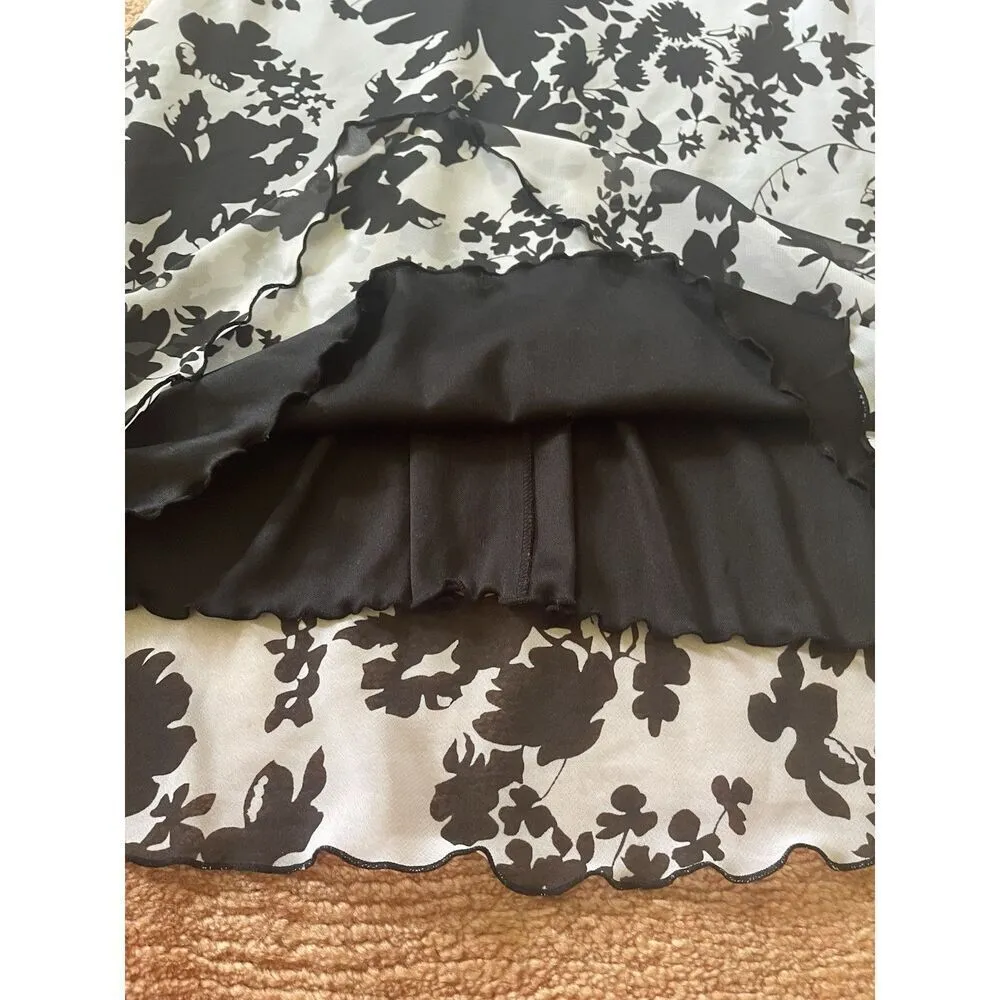 Alyn Paige New York Black White Floral Sleeveless Dress Lace Trim Size 7/8 - Image 7