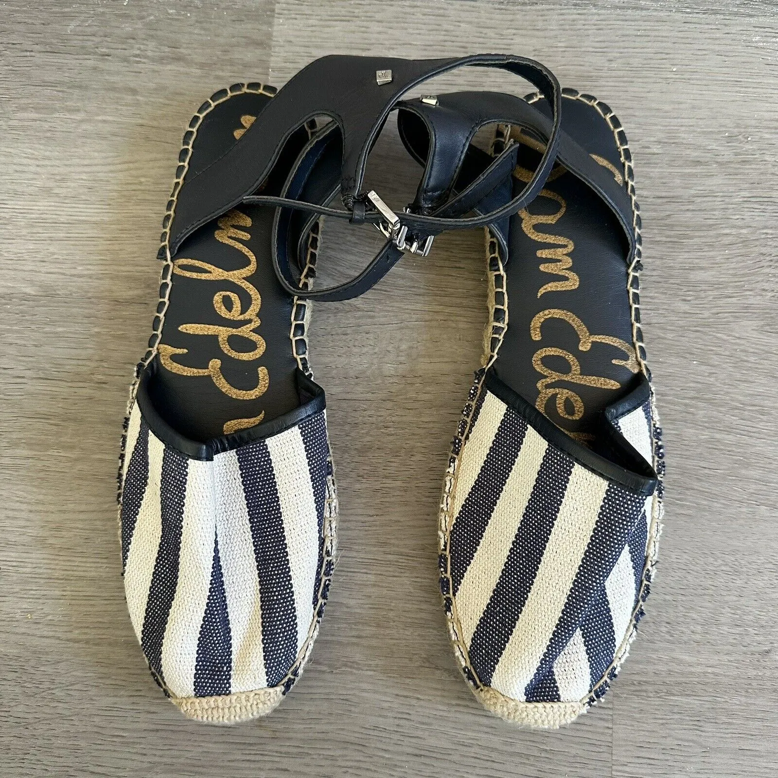 NWOT Sam Edelman Vivian Espadrille Sandals Navy White Stripes Size 7.5 - Image 2