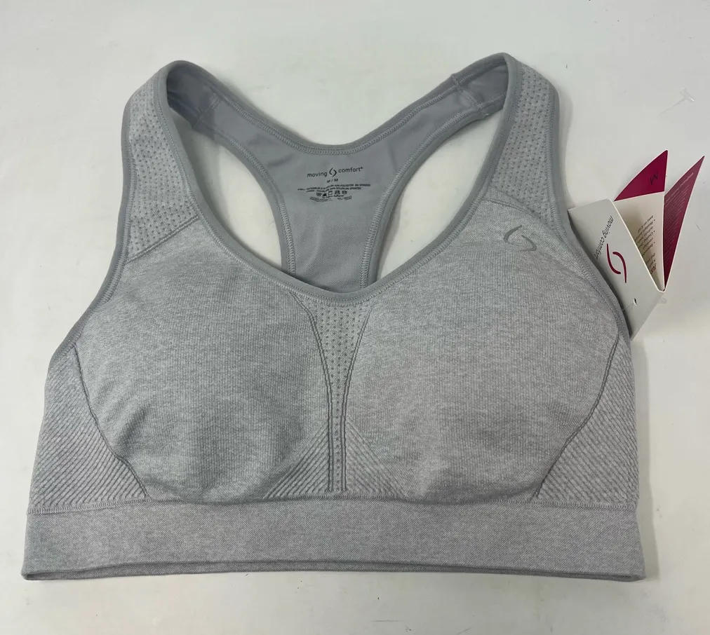 Moving Comfort JustRight Racer sports bra in sterling heather size M Medium NWT - Image 1
