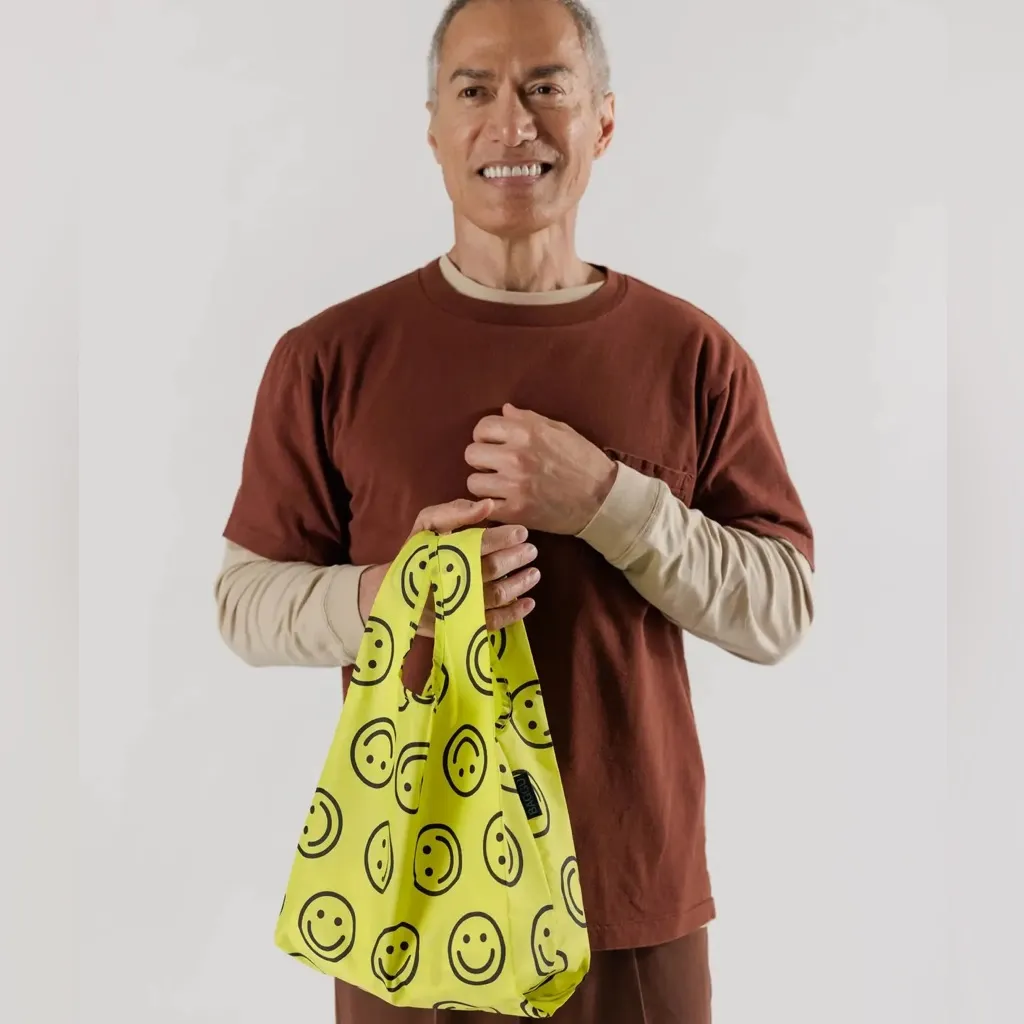 Yellow Happy Baby Baggu Reusable Tote Bag - Folds to 4x4” - All Smiles 😃 NWT - Image 2