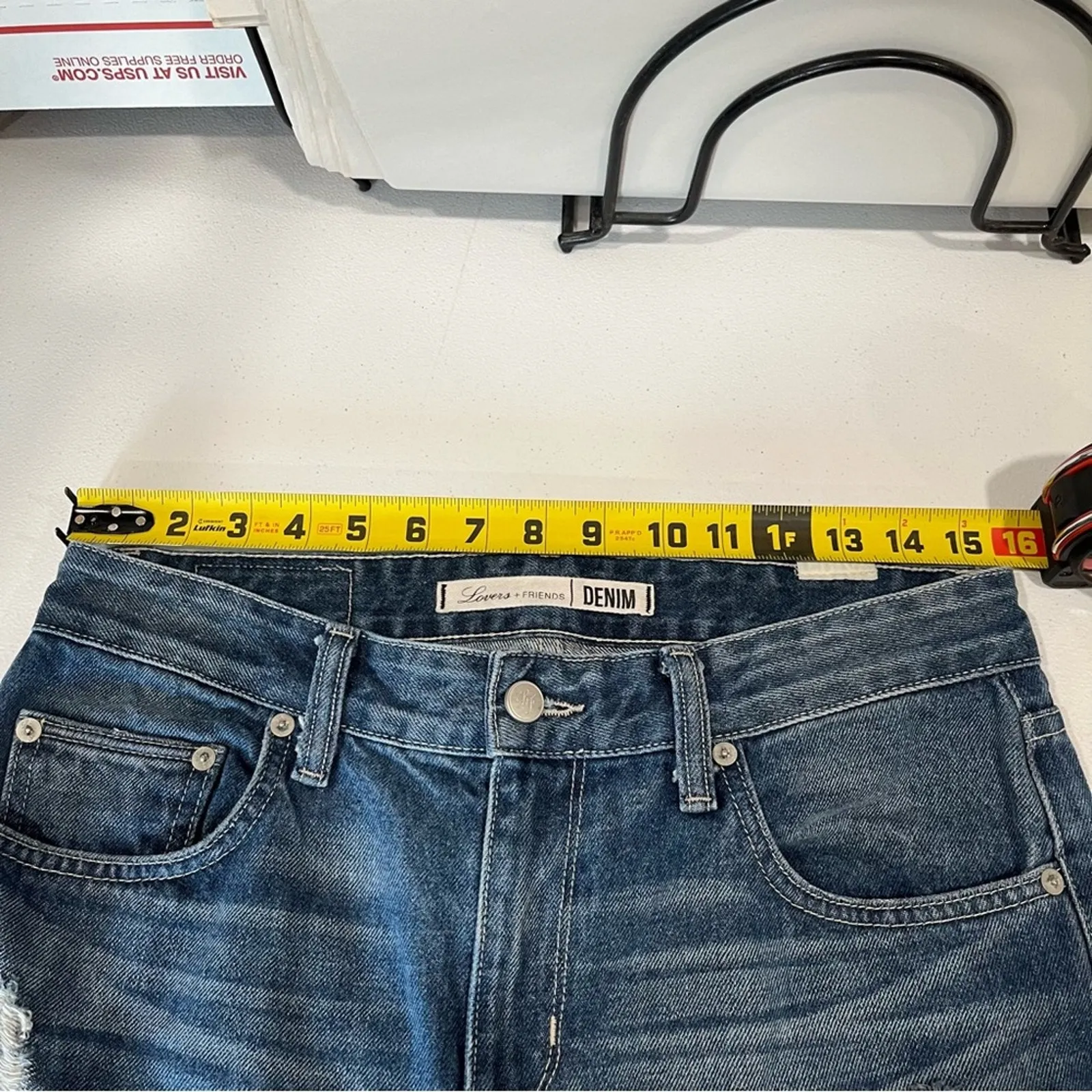 Lovers + Friends Denim Ezra Distressed Boyfriend Blue Denim Jeans 100% Cotton - Image 6