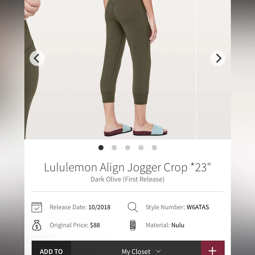 Lululemon Align Jogger Crop *23"
Dark Olive (First Release)
Size 10 - Image 7