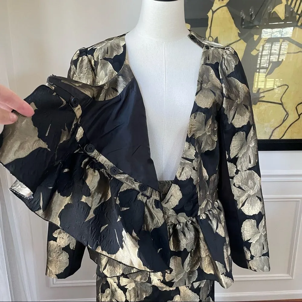Ashro Larhonda Wardrober 3 Pc Peplum Jacket Skirt Pants Gold Black 12 - Image 6