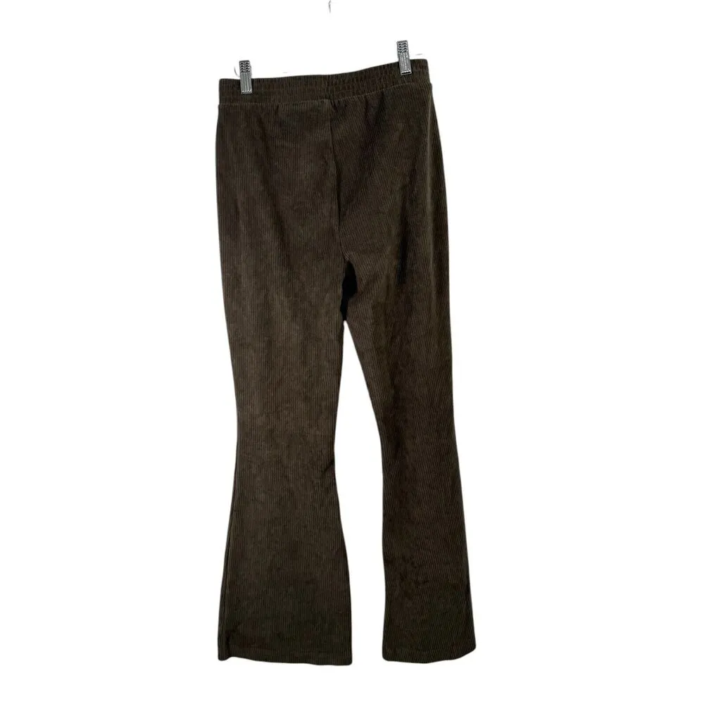Aerie Grove On Ribbed Flare Pants Green Pull On Boho Festival Womens Size Small - Image 4
