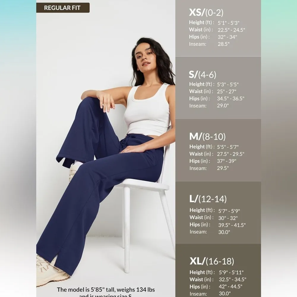 BALEAF Navy Fleece Lined Straight Sweatpants with pockets size small NEW - Image 2