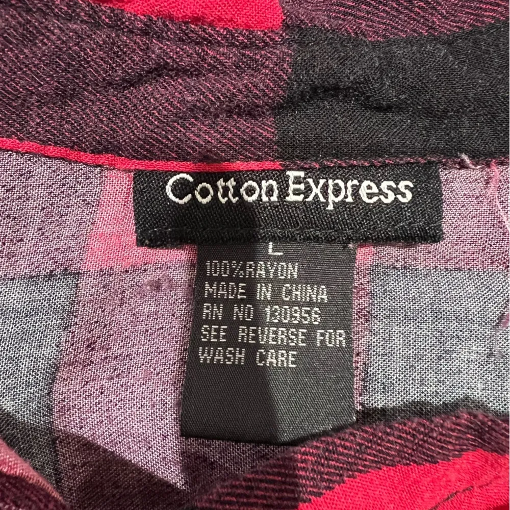 Cotton Express Women’s Red and Black Plaid Flannel Button Down Shirt - Image 5