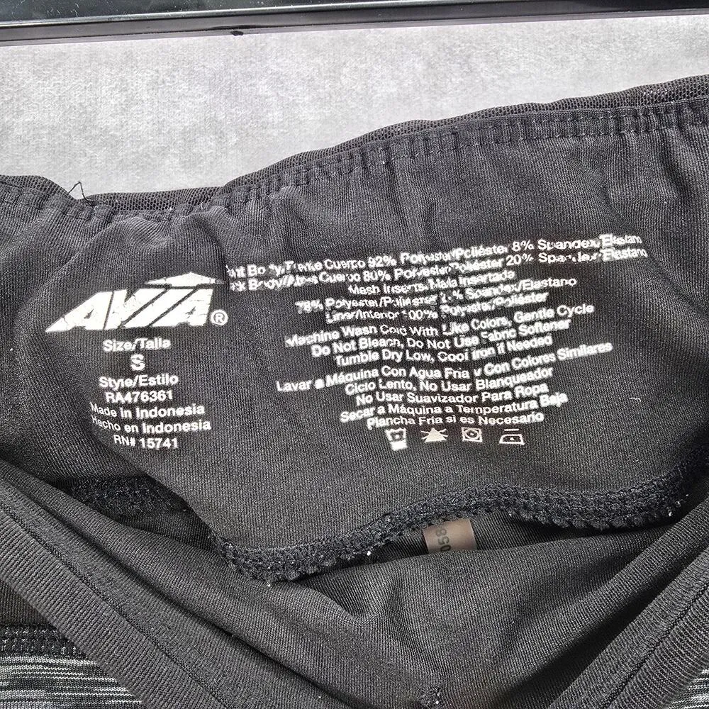 Avia Black Gray Long Mesh Legging Pant Bottoms Activewear Small - Image 7