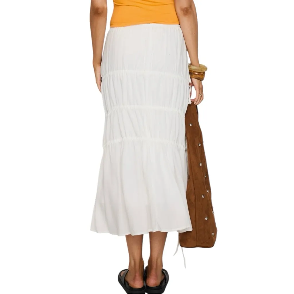Princess Polly White Perky Tie Detail Tiered Maxi Skirt size 2 Bohemian Boho - Image 3