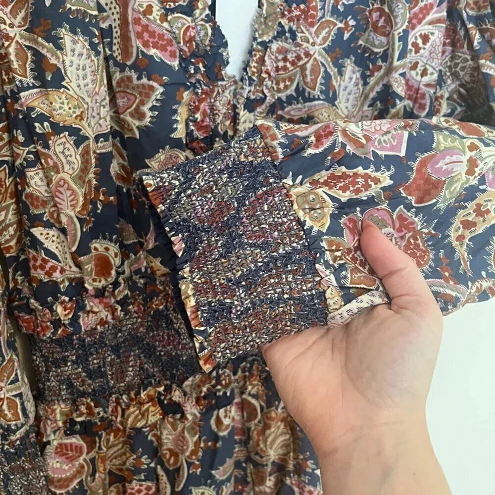 NWT Love the Label 3/4 Sleeve Patterned Mini Dress Blue Size L - Image 9