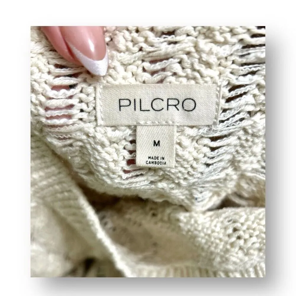 Pilcro Anthropologie M Brown Stripe Cable Knit Sweater Preppy Academia Oversized - Image 3