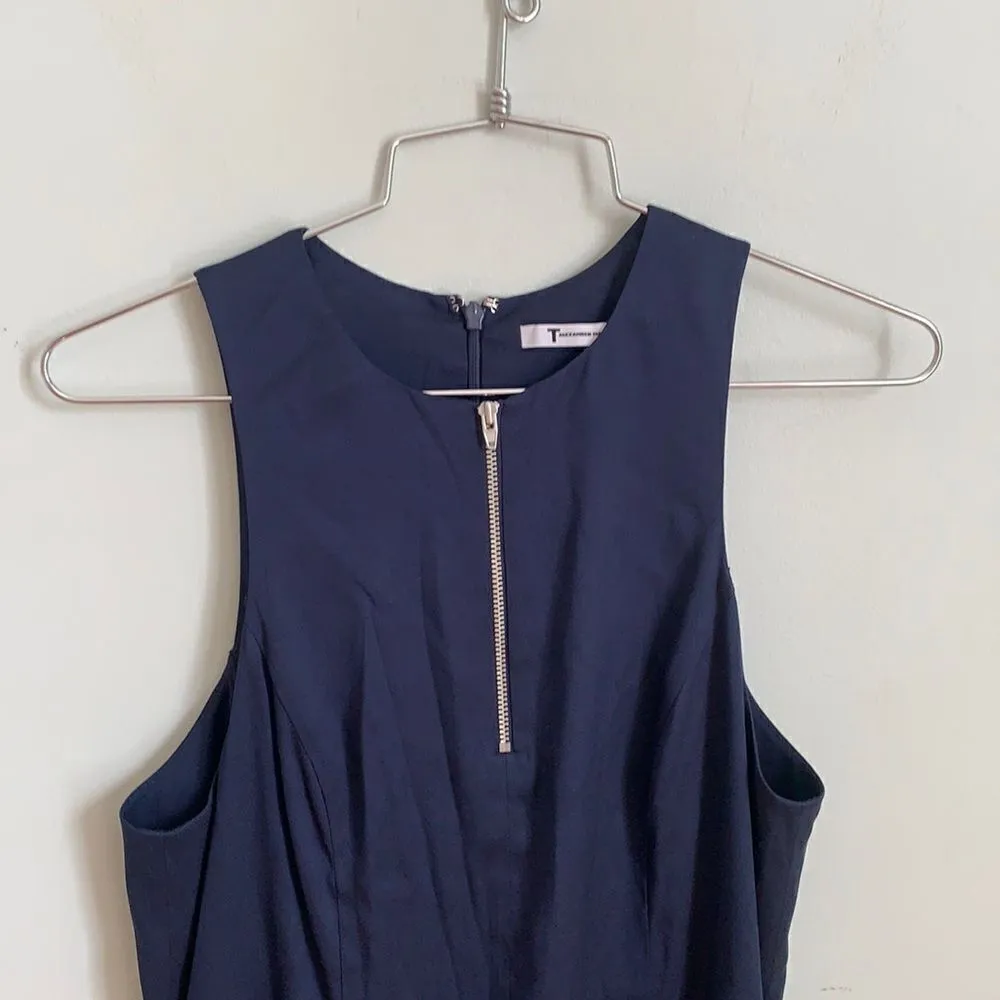 T by Alexander Wang Navy Blue Silk Twill Romper Blue Size 2 - Image 4
