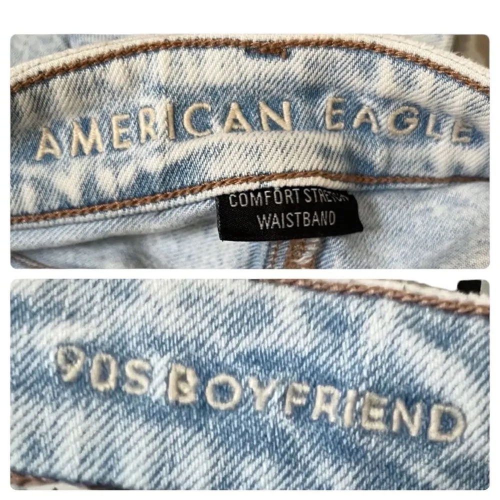 American Eagle 90s Boyfriend Comfort Stretch Waistband Busted Knees Jean 2 Short - Image 7
