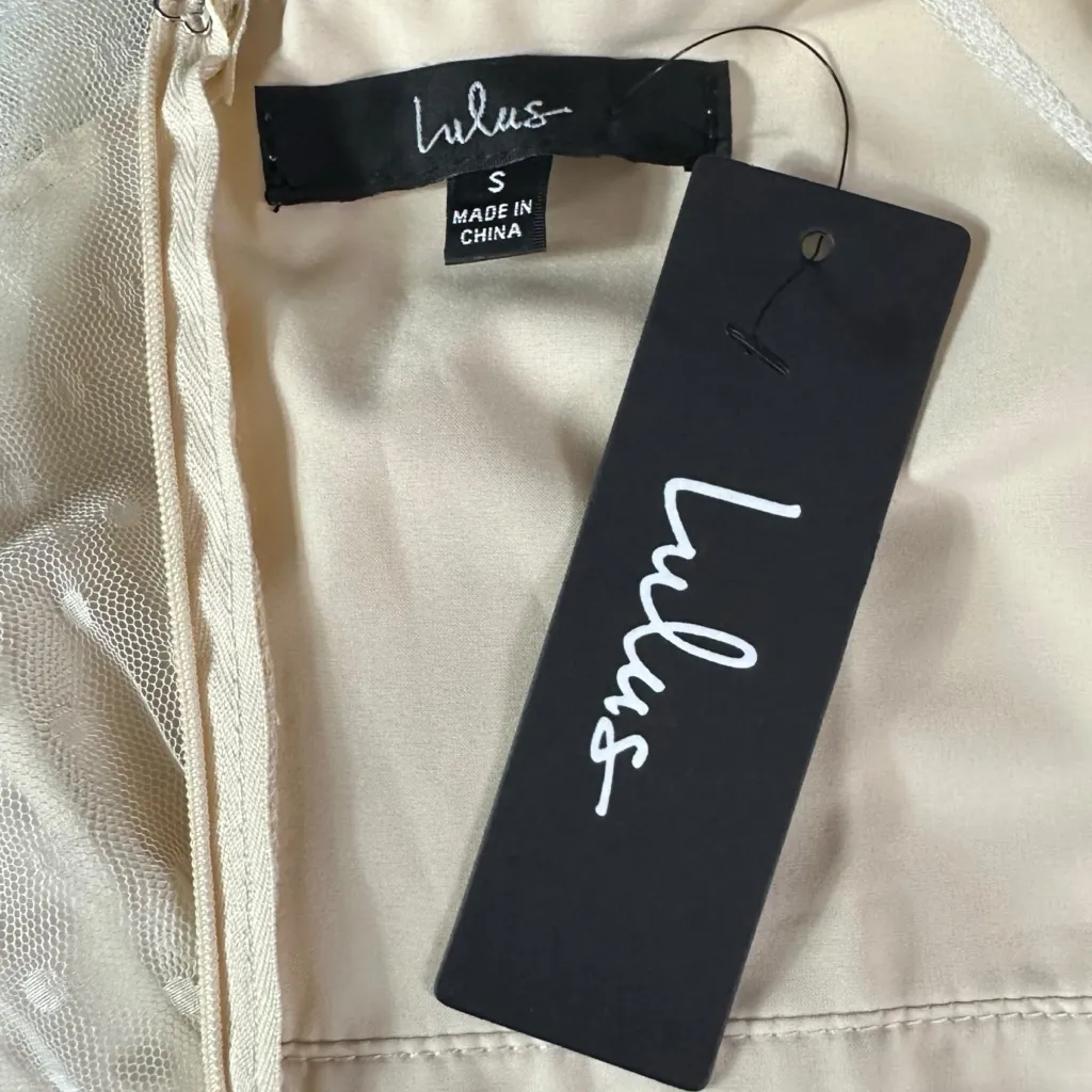 Lulus Ethereal Fairy Ballet Ivory Mesh Polka Dot Corset Maxi Dress Small NWT - Image 14