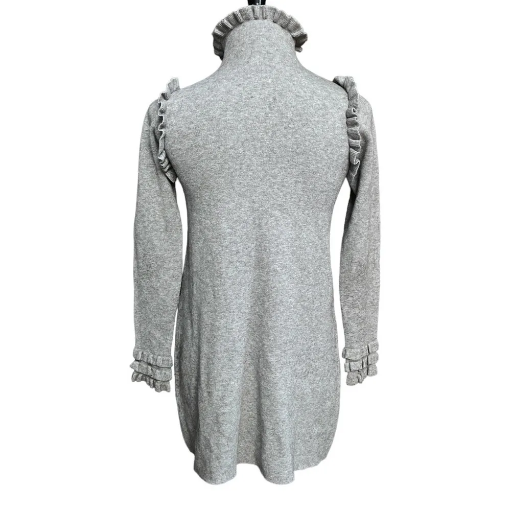 Knit Ruffle Sweater Mini Dress Gray Size Medium - Image 3
