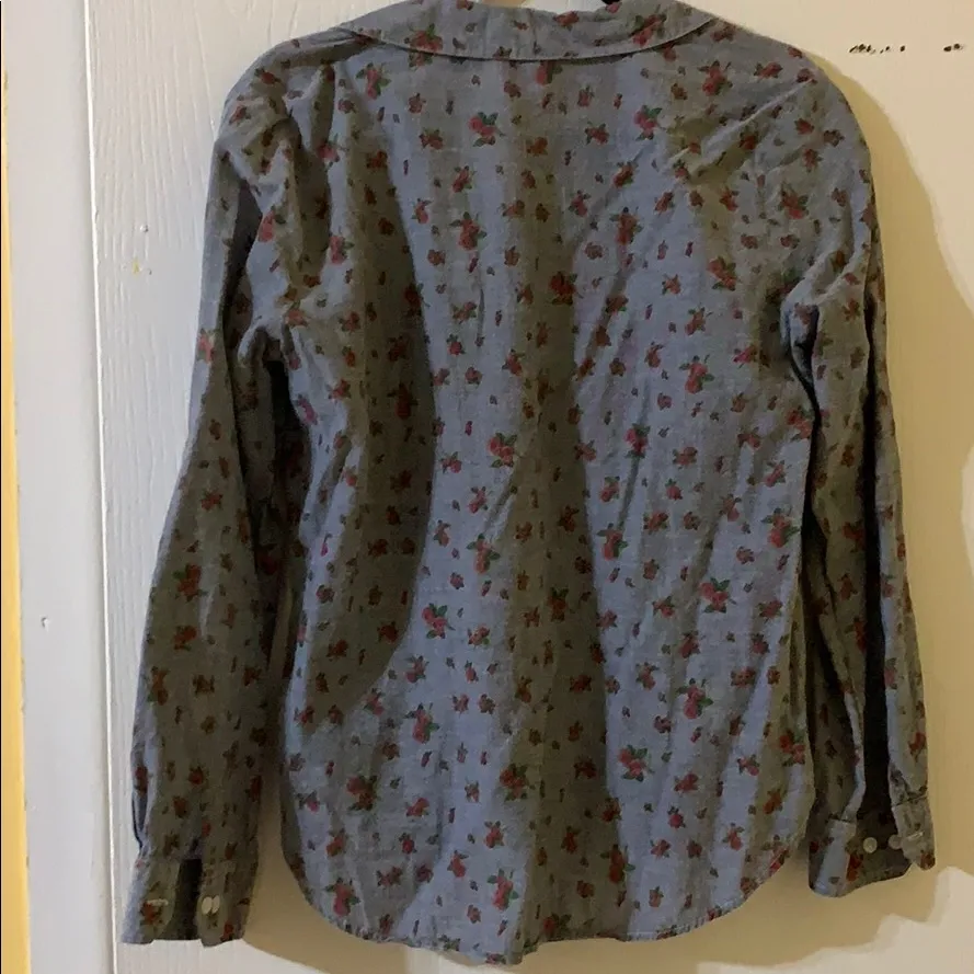 Floral denim button up Size L - Image 5
