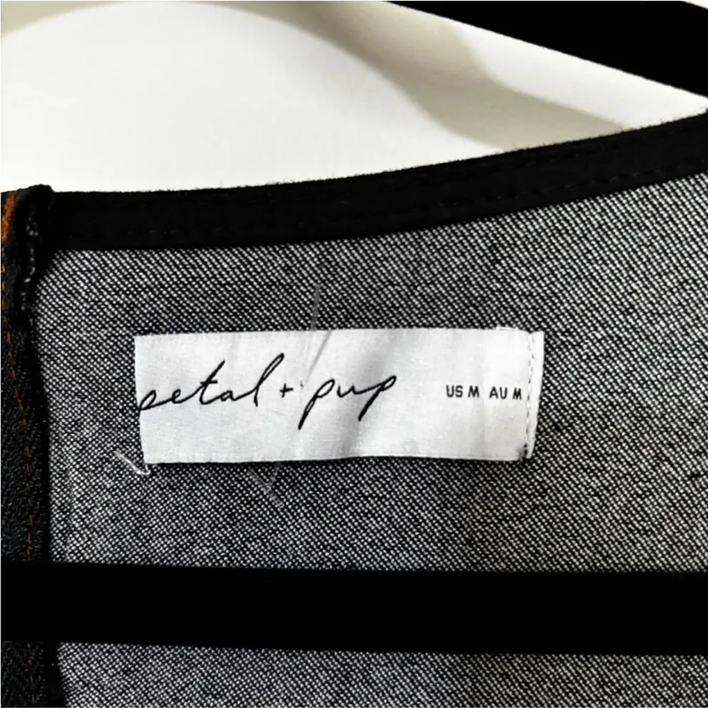 petal & pup MATEO LONG SLEEVE DENIM DRESS - BLACK size m - Image 5