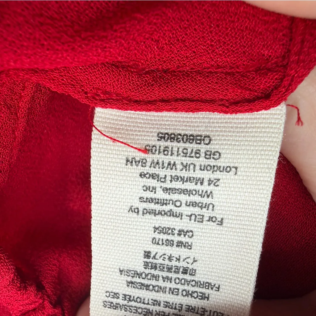 Free People Beneath The Sea Top size XS red sheer v neck kimono sleeves boho - Image 9