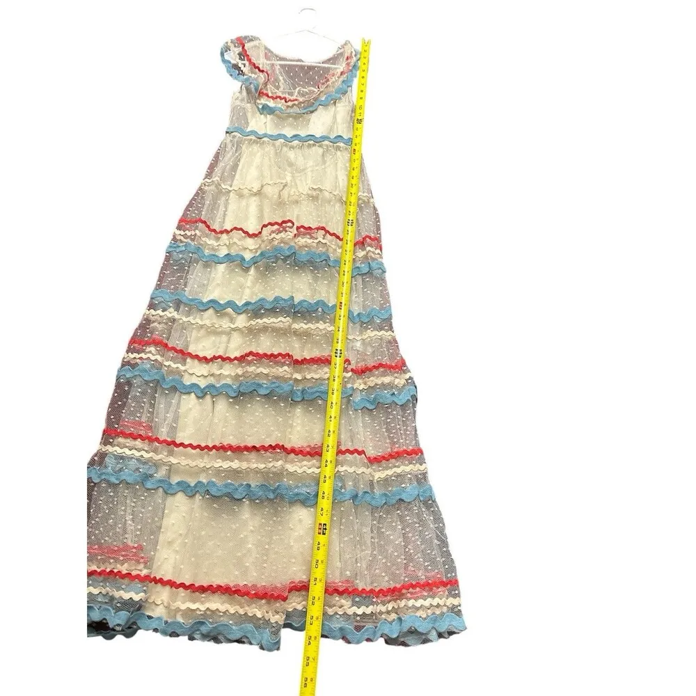 RED Valentino Ric Rac Tulle Midi Dress Ivory A03 AVORIO Size 40 Rare $1536 New - Image 2