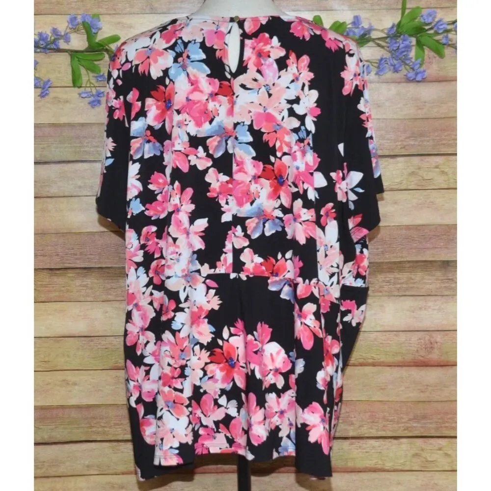 Liz Claiborne Career Women's Pink Floral Short Sleeve Blouse Top Plus Size 3X Fa - Image 6
