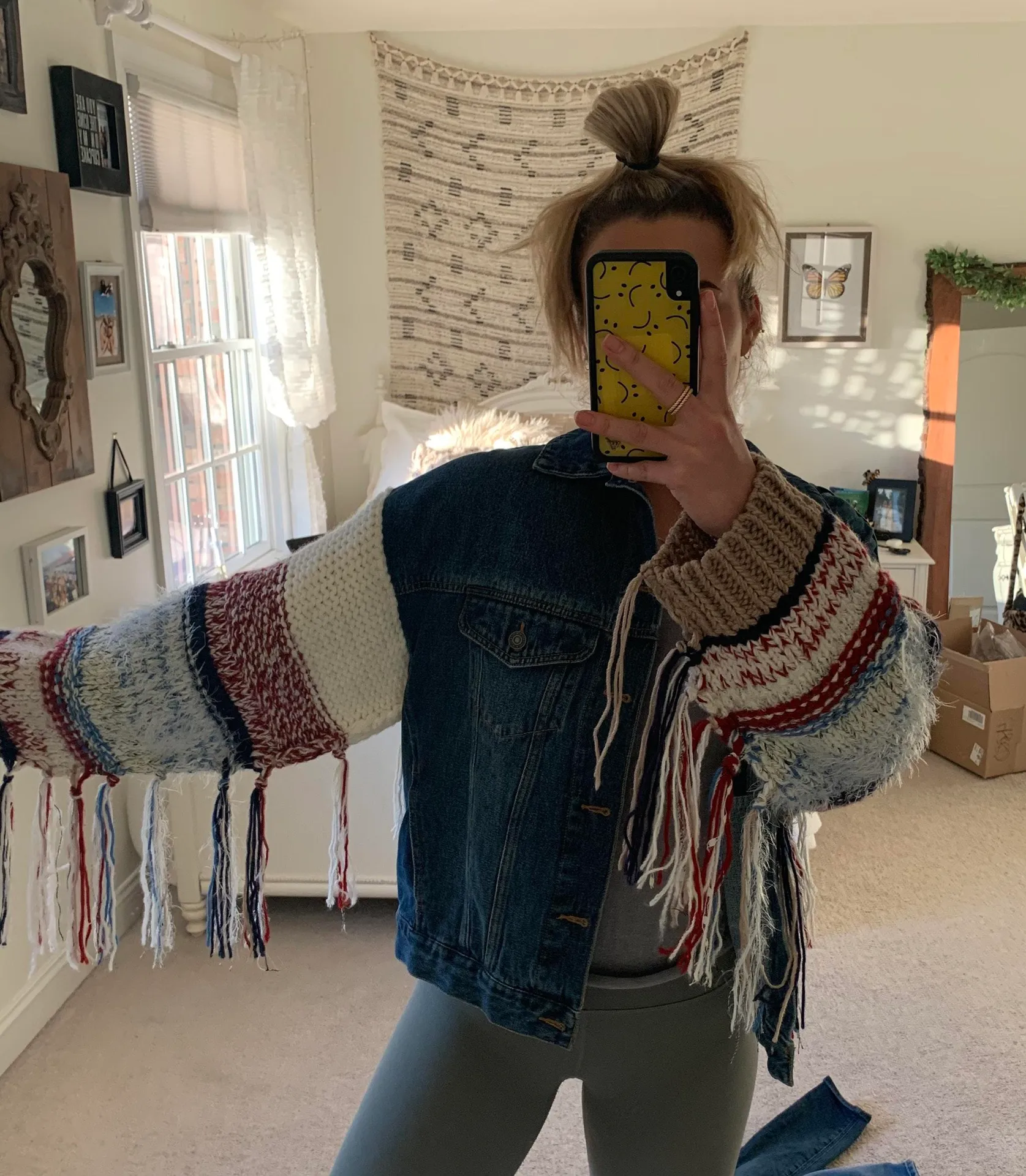 ZARA knit sleeve denim jacket! - Image 3