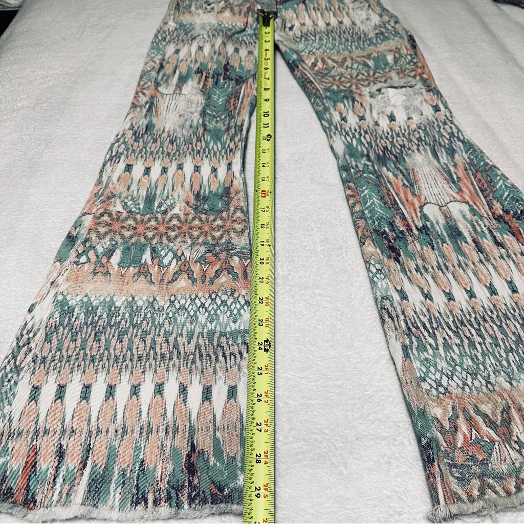 Brazilian John John Multicolor Distress Pants and flared leg Jeans Green Size 6 - Image 13