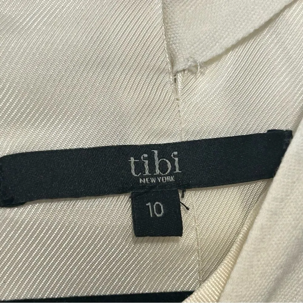 Tibi White Dress Cap Sleeve Blue Gem Filled Necklace Cotton / Silk Blend Size 10 - Image 6