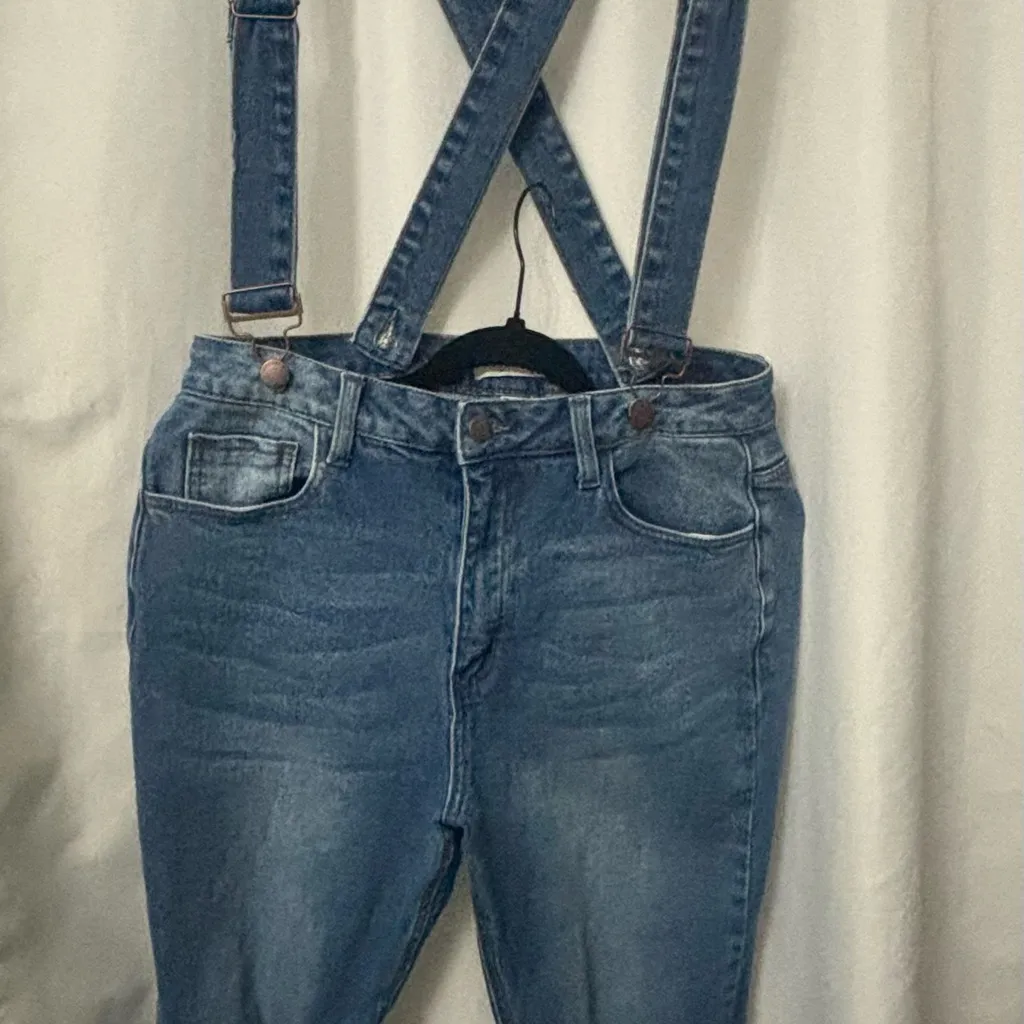 Vibrant Blue Women's Denim Overalls - Image 2