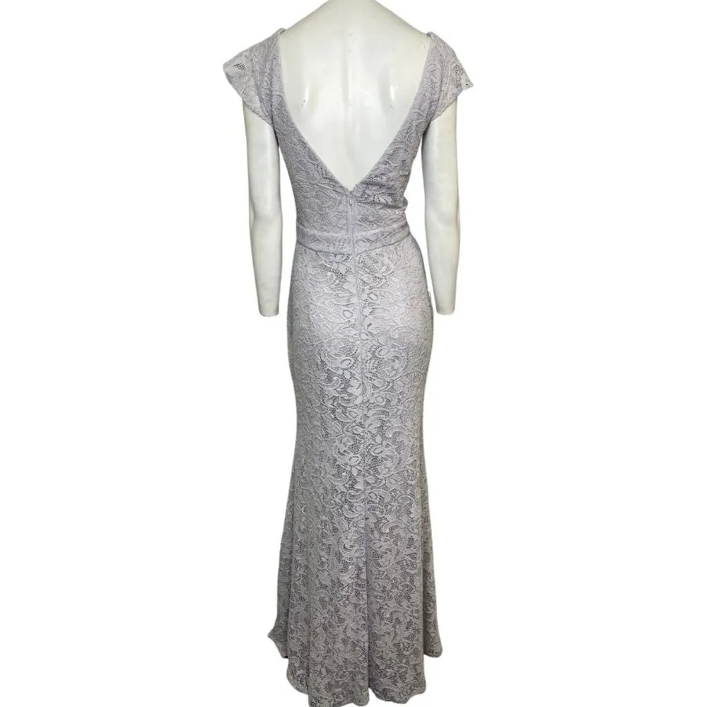 Maniju Lace V-Neck Cap Sleeve Gown Grey Size XXXL NWT - Image 2
