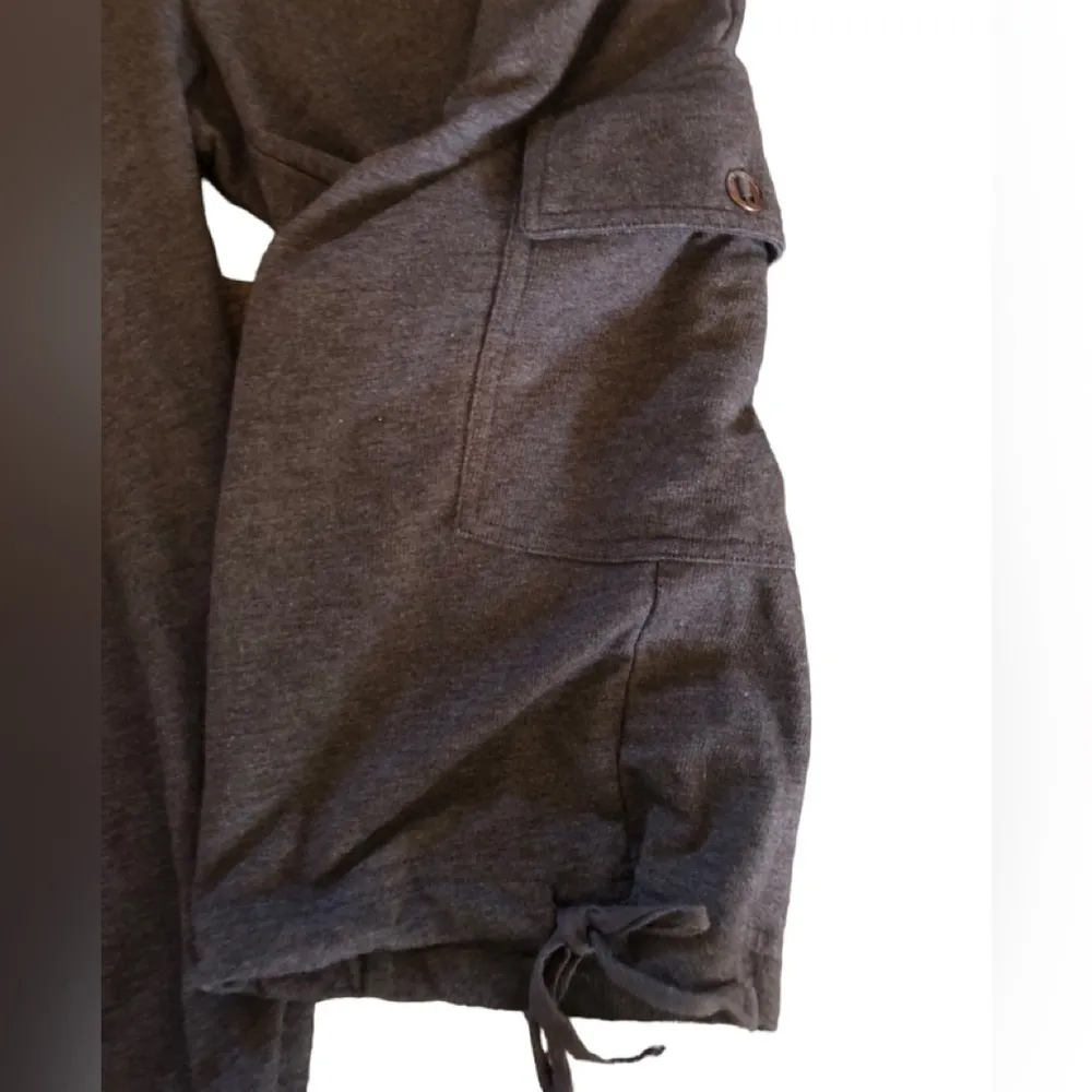 Prana Breathe Brown Heather Cropped Knit Cargo Pant Sz. M Tied Hem Casual - Image 3